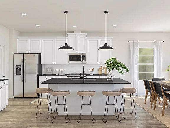 Kitchen with pendant lighting