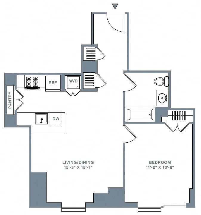 Floor plan 1 Bed_1 Bath-22-32 H