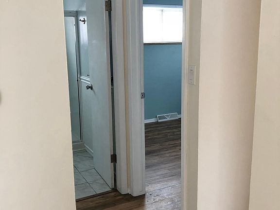 View from living room to 2 bedrooms and bathroom.