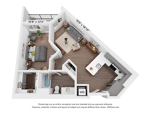 Floor plan 1 Bedroom, 1 Bath