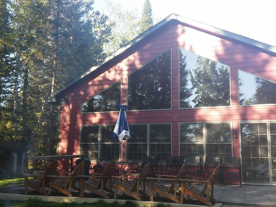 back of cabin, lake view