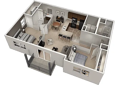 Floor plan B 2 bedroom 2 bath