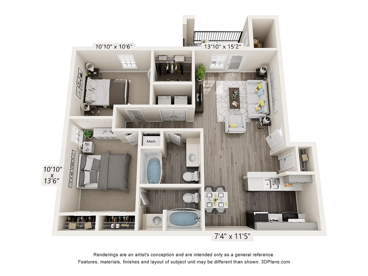 Floor plan 2x2 Renovated