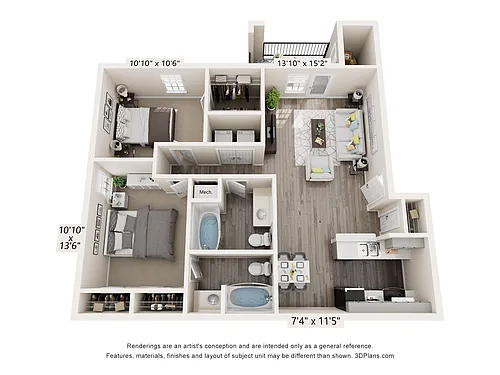 Floor plan 2x2 Renovated