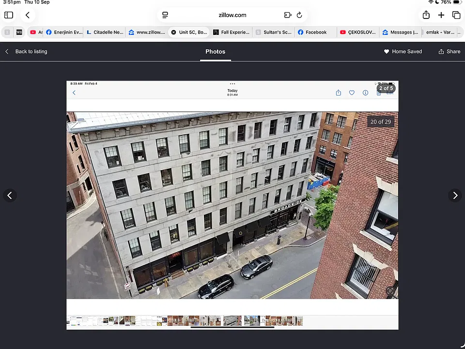 View of the bilding. Unit is at top right.