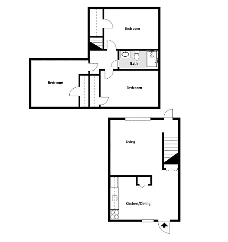 Floor plan 3 Bed 1 Bath Townhome