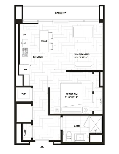 Floor plan 1 Bed/1 Bath-A3