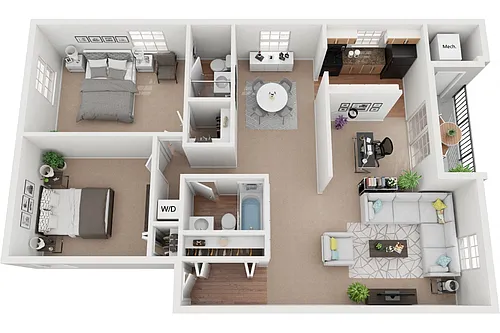 Floor plan Guilford 2 Bedroom 1.5 Bath Bonus Room