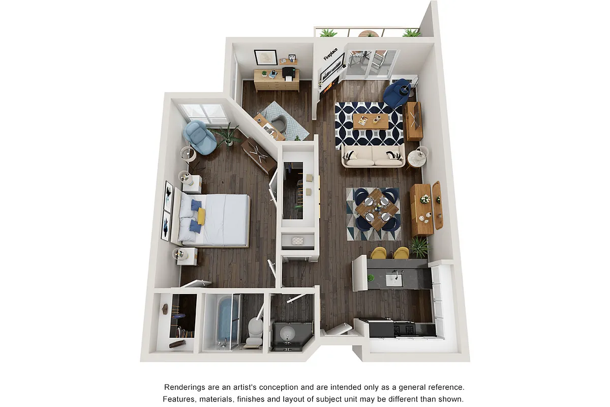 Floor plan Plan E 1 Bedroom + Den
