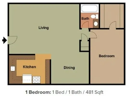 Floor plan 1 Bed 1 Bath