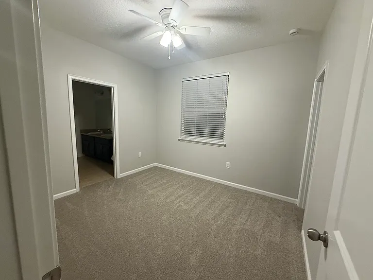 Bedroom with attached bathroom.