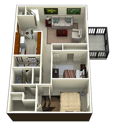 Floor plan Two Bedroom Patio/Balcony