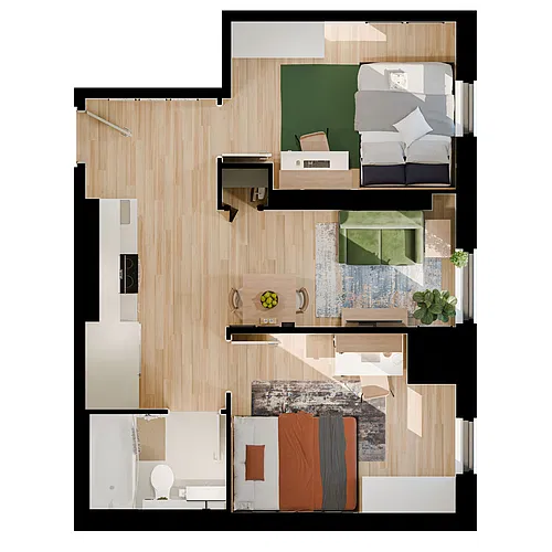 Floor plan 2 Bedroom 1 Bathroom