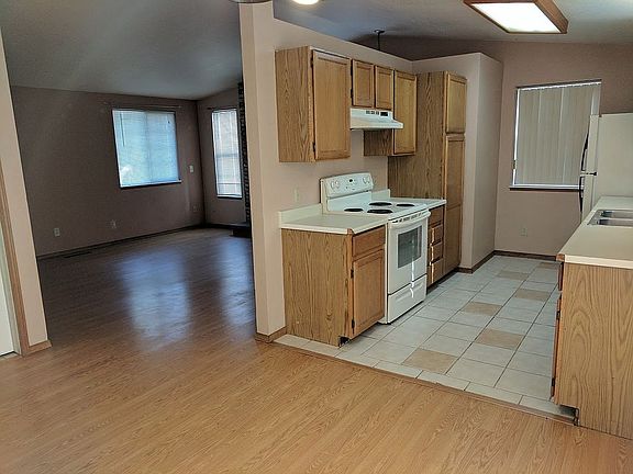Kitchen & living room viewed from the dining room
