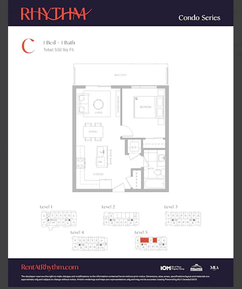 1 bed, 532 sqft, $1,850 — Photo 2