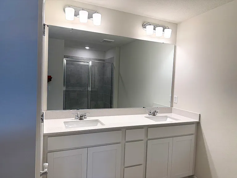 Owner's Bath with Dual-Sink Quartz Vanity