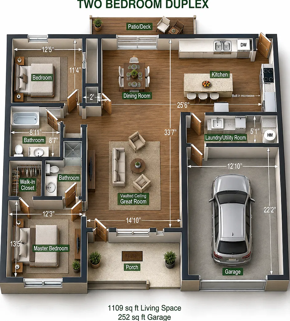 2 bedrooms, 2 bathroom — Photo 4