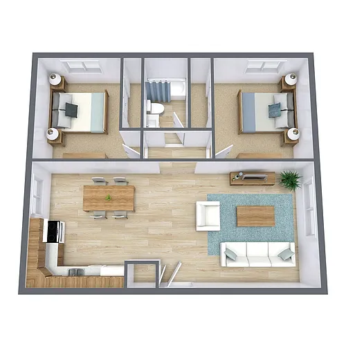Floor plan Two Bedroom 21A