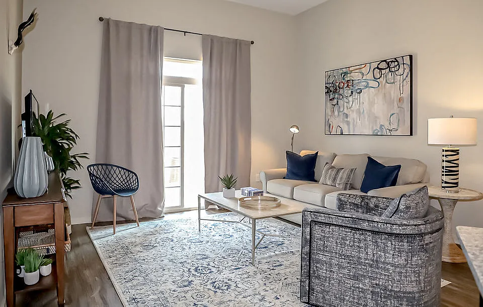 Living room with patio access