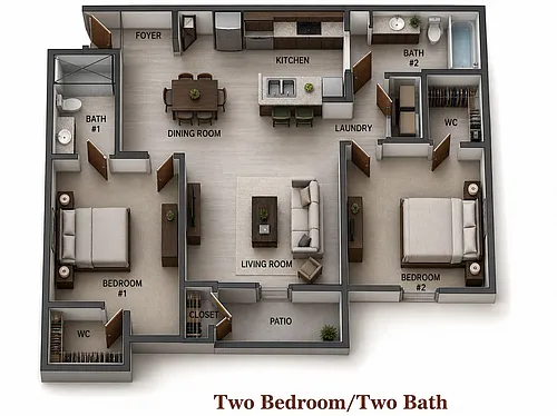Floor plan 2 Bedroom | 2 Bath