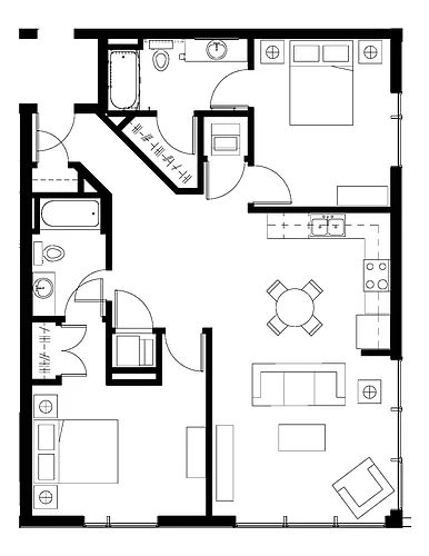 Floor plan 2bd 60A 408
