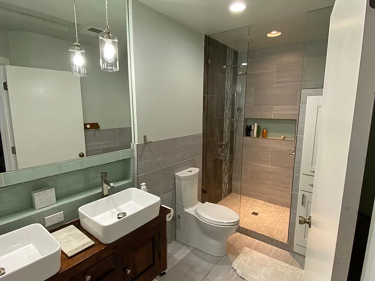 Remodeled main bathroom with heated floor