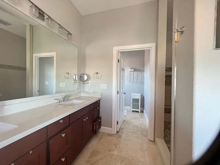Master bathroom continued, 2 sinks, very large double shower.