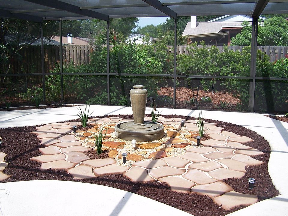 View of the patio fountain