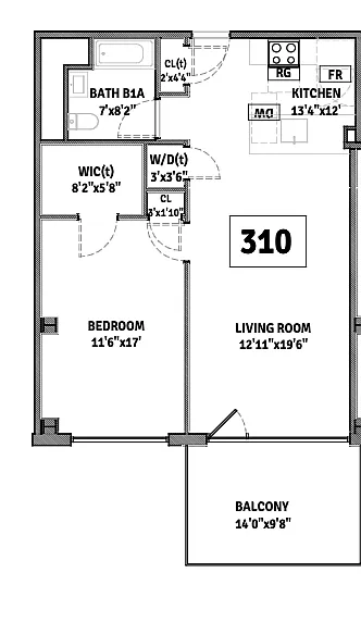 Floor plan T2-310