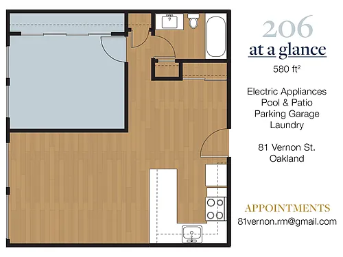 Floor plan One Bedroom 206