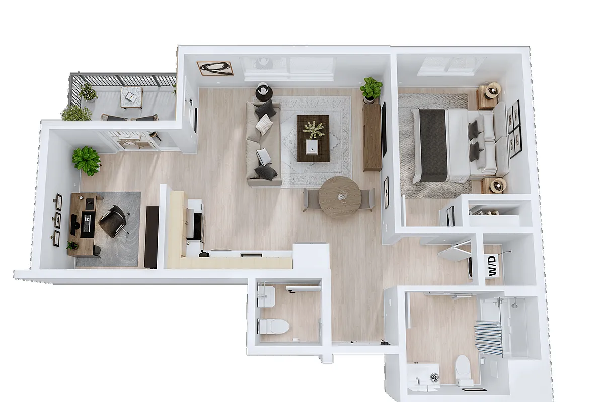 Floor plan Plan D - 1 Bedroom Plus Flex Space, 1.5 Bath