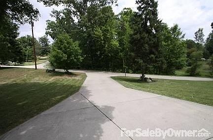View down drive to street