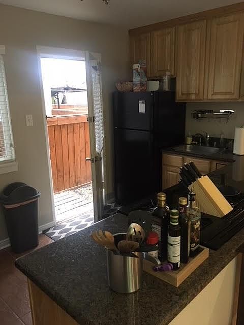 kitchen and backyard