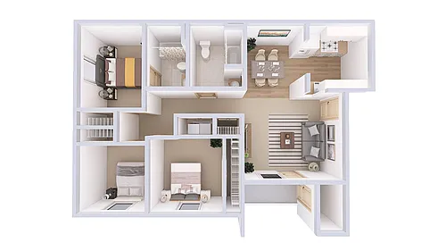 Floor plan 3 Bedroom, 2 Bath