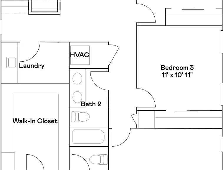 Floor 3, Master suite + Bedrooms 2 & 3