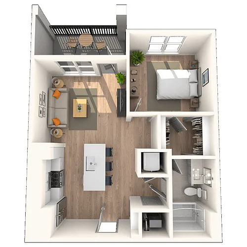 Floor plan A2 1x1 668 SF-FP