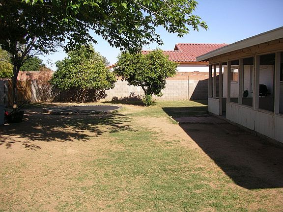 Large backyard with New in ground trampoline