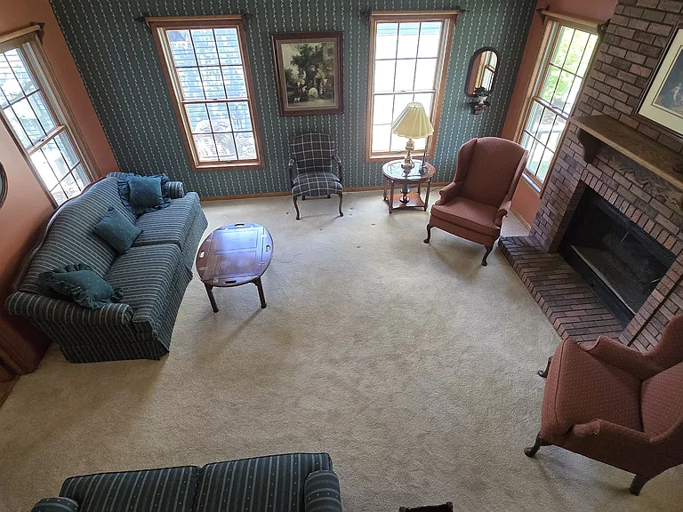 1st floor living room with gas fire place
