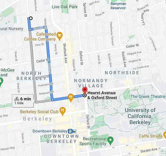 6-minute bike ride to UC.