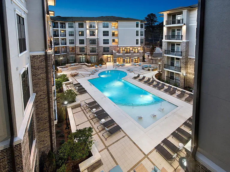 The courtyard offerings make Windsor Chastain a summer oasis for residents and their guests