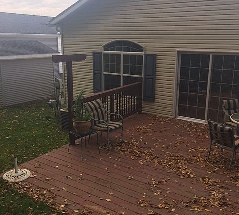 view of deck from back yard