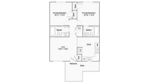 Floor plan 2x2 A W/D - Station