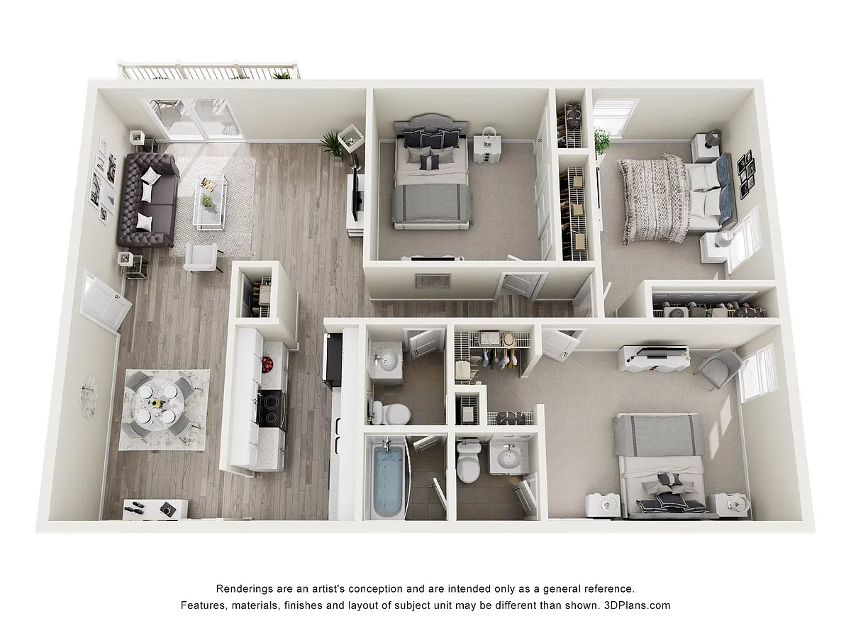 Floor plan Three Bedroom Type L