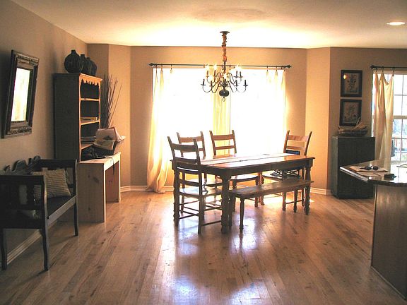 Wood floors in the kitchen dinning and great room.