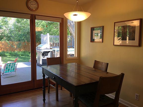 Dining area with french doors to back deck