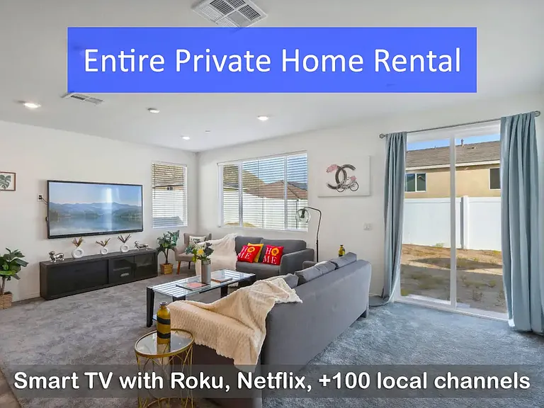Gather on the sofas to watch the flatscreen TV with Roku, Netflix and more.