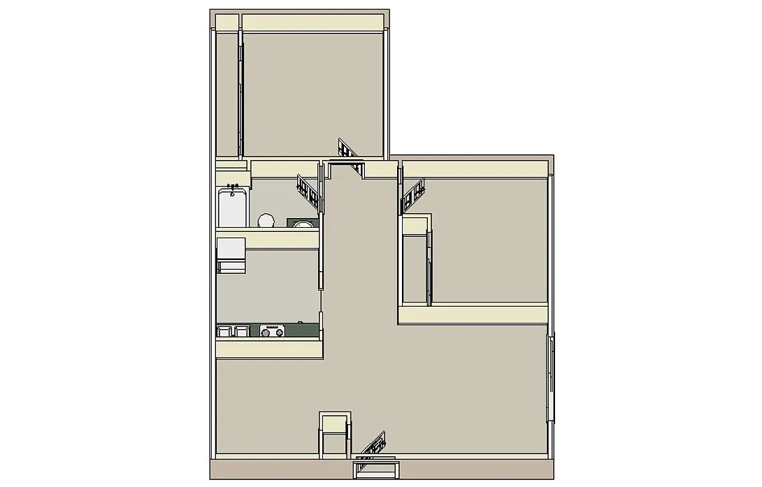 Floor plan 201 - 2 Bdrm, 1 Bath