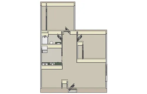 Floor plan 201 - 2 Bdrm, 1 Bath