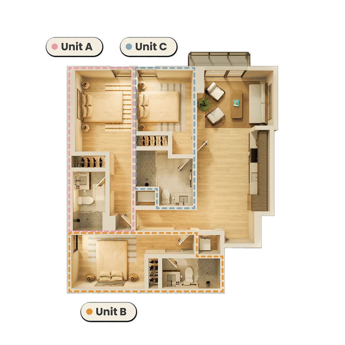 Floor plan 3 bed, 3 bath floorplan