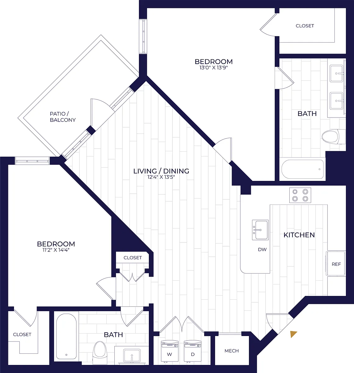 Floor plan 2 Bed/2 Bath-B5
